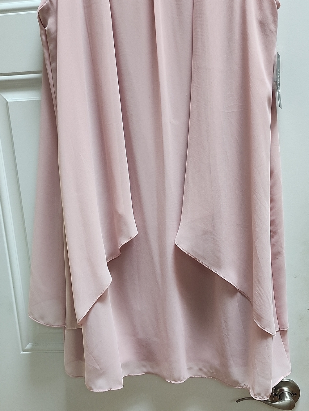 SLNY Blush Pink Layered Chiffon Dress with Beaded Collar - Picture 6 of 7